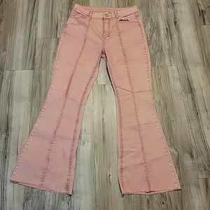 Gemma Rae Flare Jeans High Rise Seam detail Womens Pink‎ Size 15